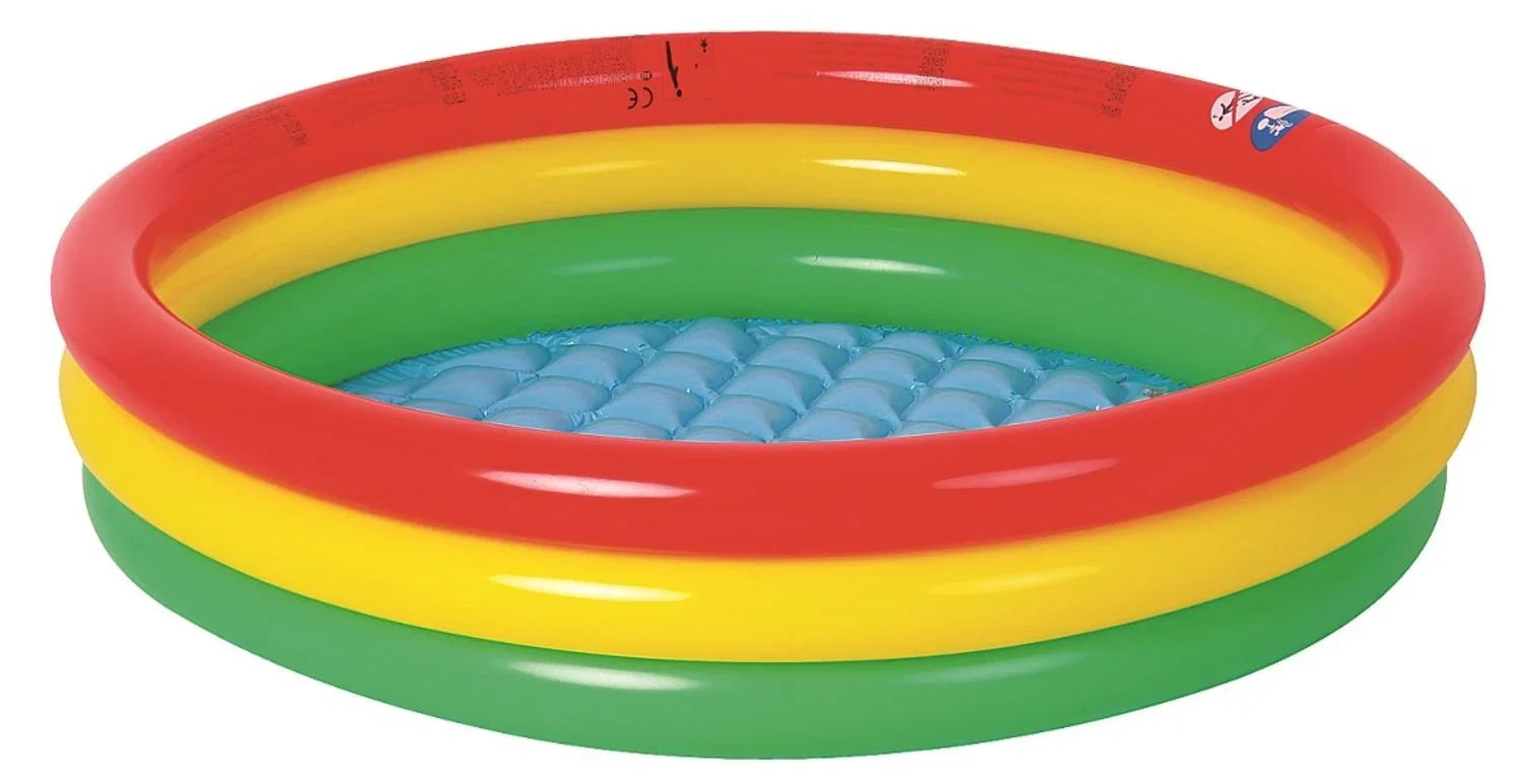 59" Red Yellow and Green Ringed Round Inflatable Baby Sizewimming Pool