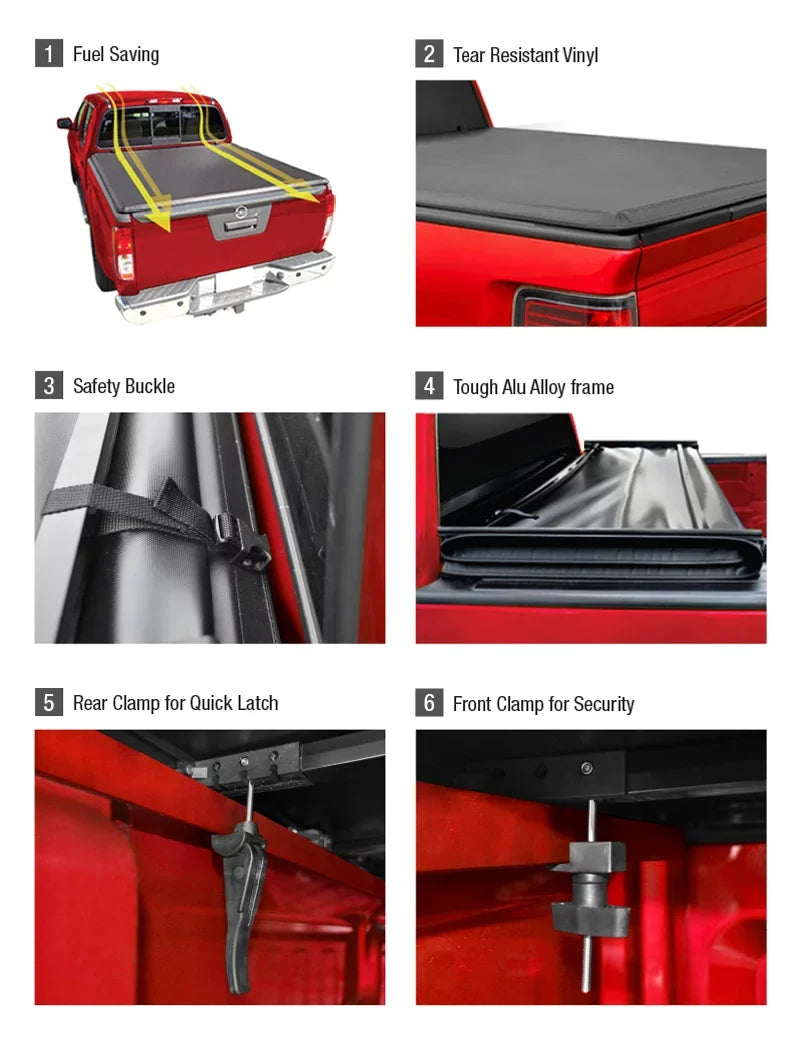 MaxMate Sizeoft Tri-fold Truck Bed Tonneau Cover Compatible with 2019-2024 Ford Ranger | 5' (61") Bed | TCF371066