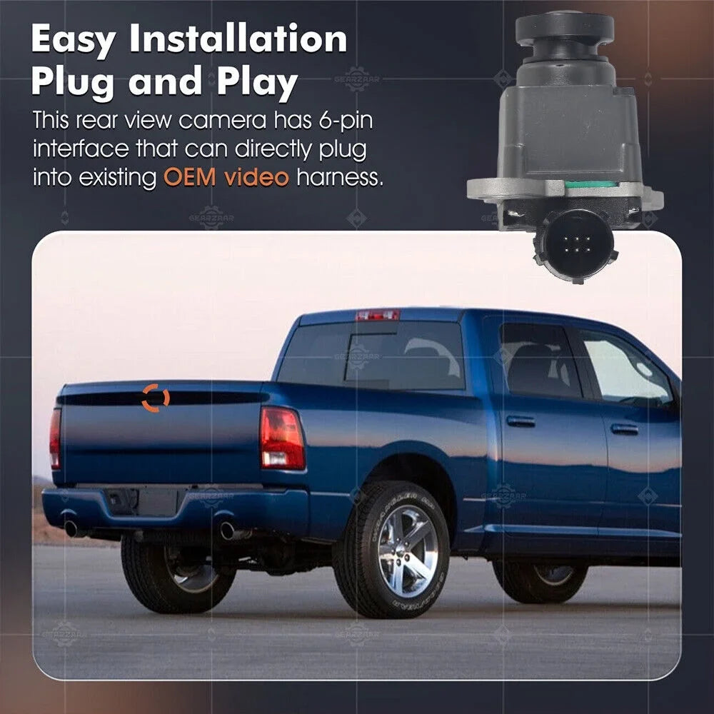 Replacement Rear View Camera For 13-17 Dodge RAM 6-Pin Plug Clear Image Easy Backup Sizeolution