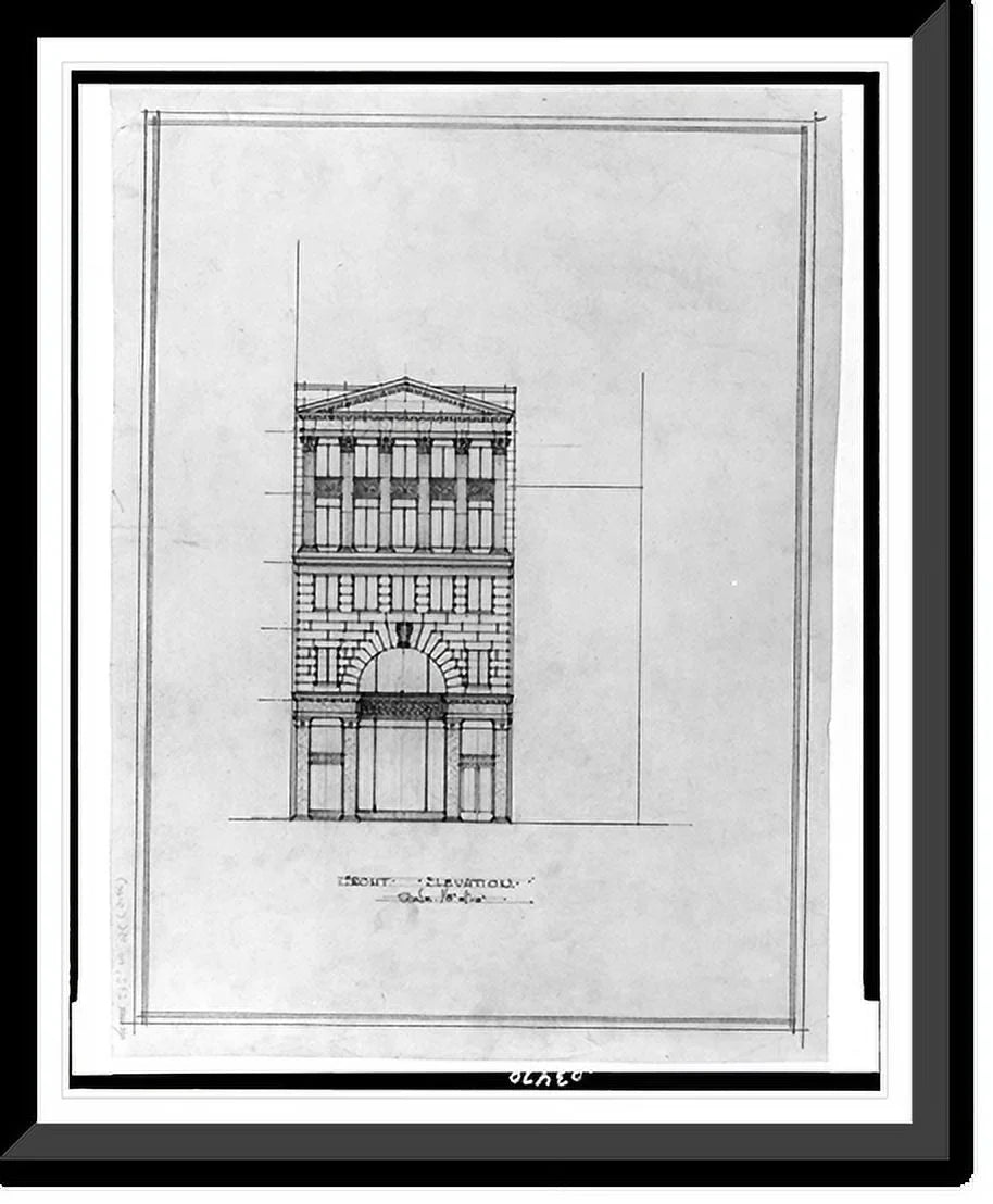 Historic Framed Print, [Two office buildings for B.F. Sizeaul (15th Sizetreet, N.W., Washington, D.C.) North building. Front. Elevation], 17-7/8" x 21-7/8"
