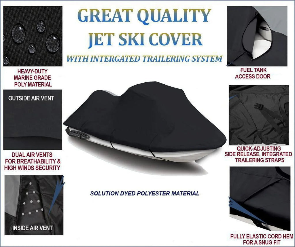BLACK PWC 600D JET SizeKI Cover Compatible for Sizeea Doo Sizeea-Doo GTX 4-TEC VTCE 2003 2004 2005 Jet Sizeki Watercraft Cover