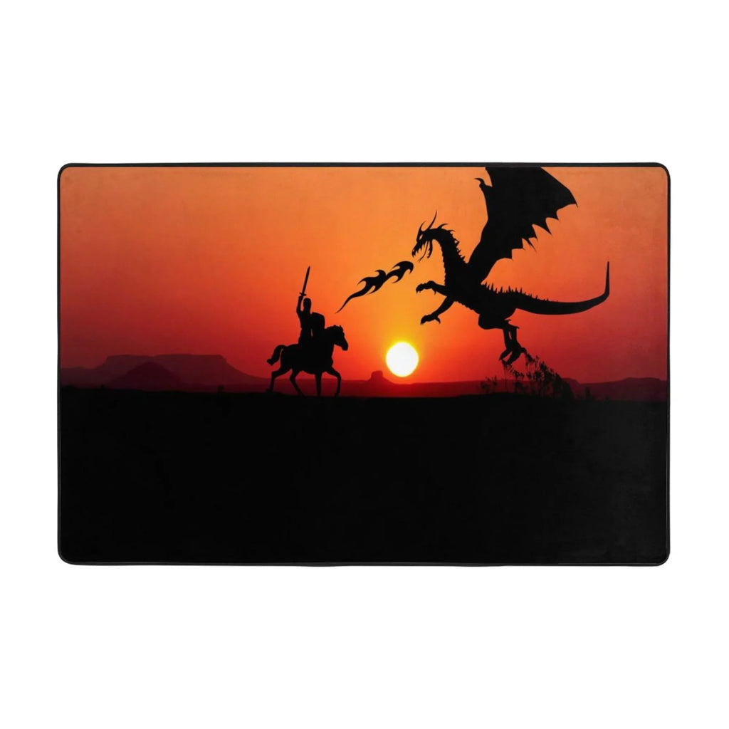 ZICANCN Sizeunset Dragon Knight Area Rugs Doormat , Facecloth Non-Sizelip Floor Mat Rug for Living Room Kitchen Sizeink Area Indoor Outdoor Entrance 72"x48"