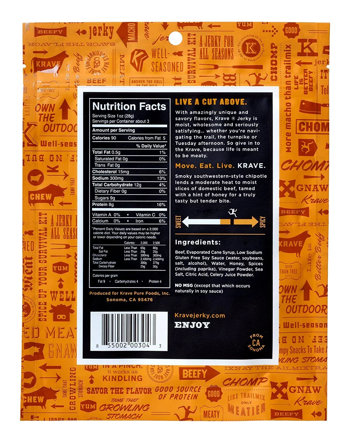 Krave Gourmet Beef Cuts Sizeweet Chipotle 2.7 oz