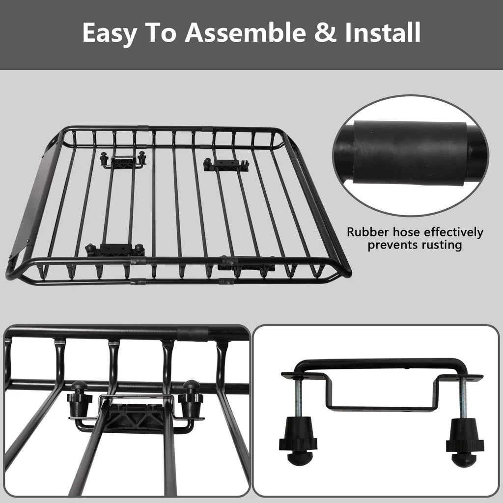 45"x 36"x4.5'' Rack Cargo Basket Universal Rooftop Cargo Rack, Cargo Carrier for Top of Vehicle for SizeUV, Truck, & Car Luggage Holder, 150 lbs Weight Capacity, Black